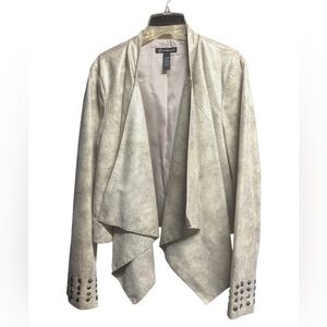 INC International; FAUX SNAKESKIN Jacket; Cream/Gold Texture